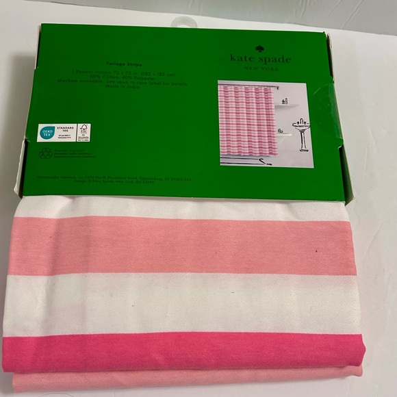 Kate Spade Pink Striped Shower Curtain - Picture 3 of 6